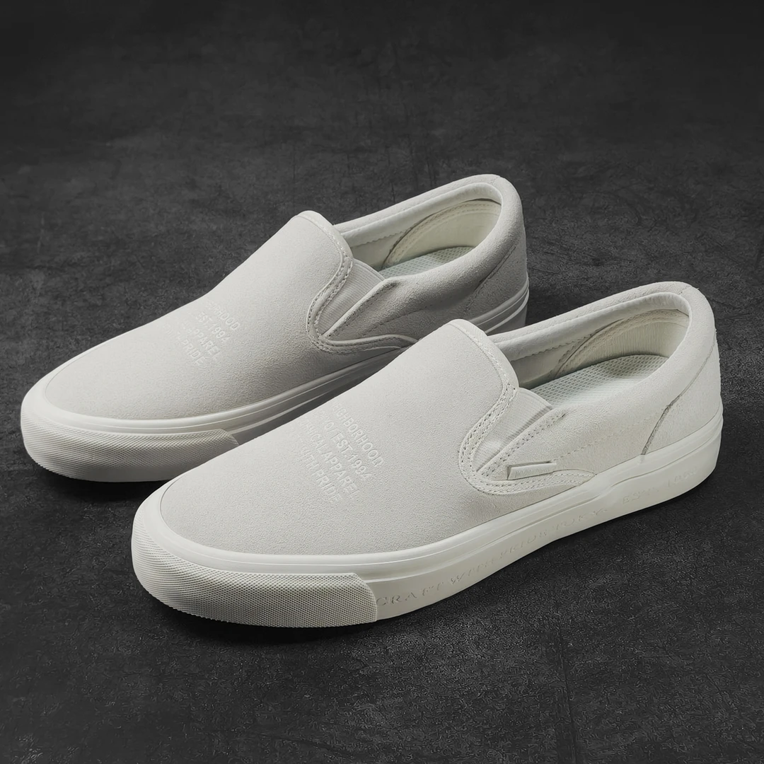 钢印版米白色翻毛皮复古美式低帮舒适一脚蹬休闲鞋板鞋懒人鞋百搭