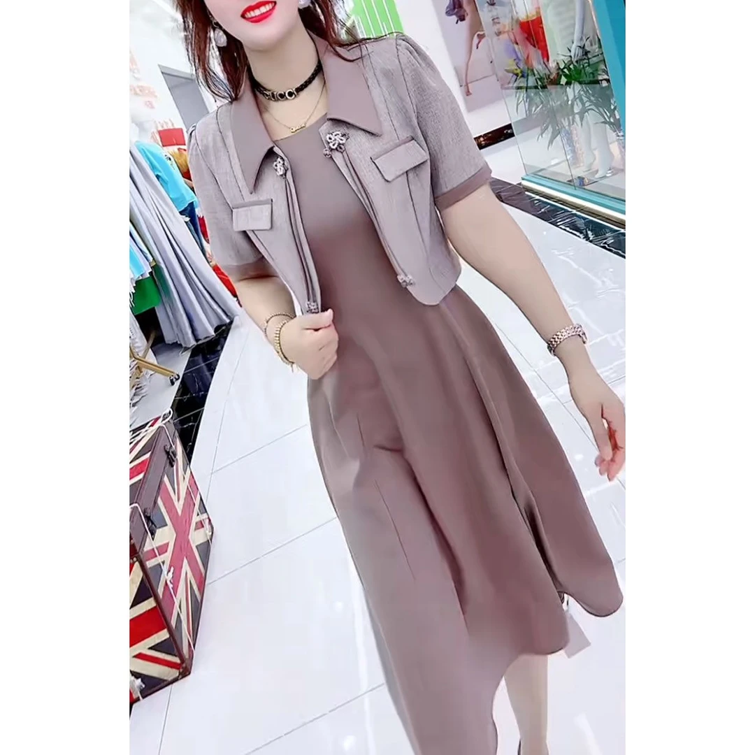 小个子西服套装裙女2026夏季新款气质显瘦短款西装外搭裙子两件套