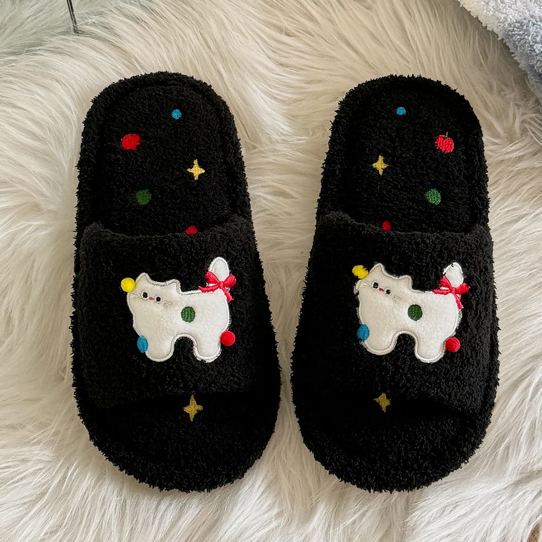 可爱猫咪棉拖鞋秋冬季2025新款学生宿舍防滑静音韩版ins毛绒棉拖