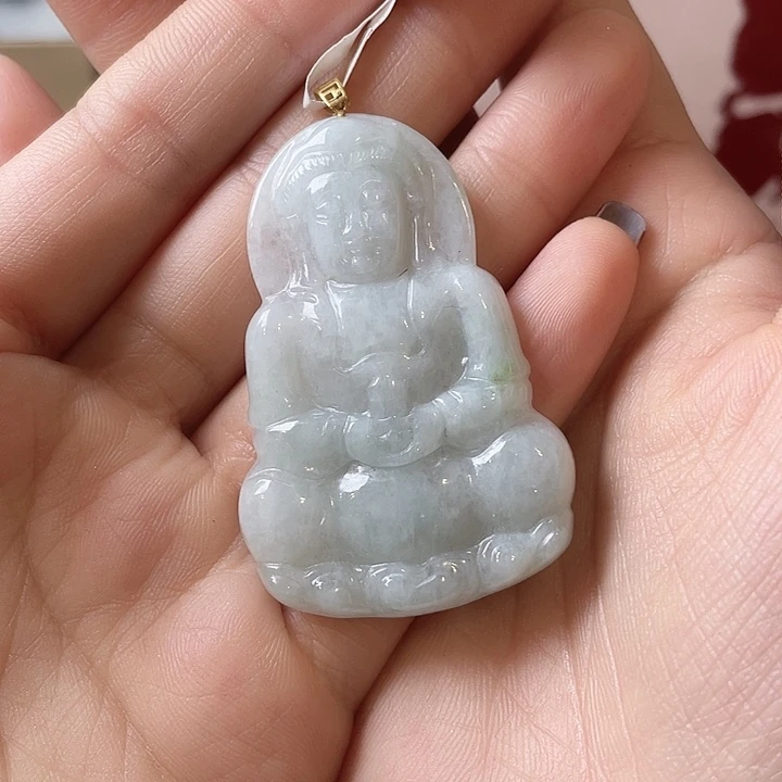 翡翠颈饰18K金镶嵌观音