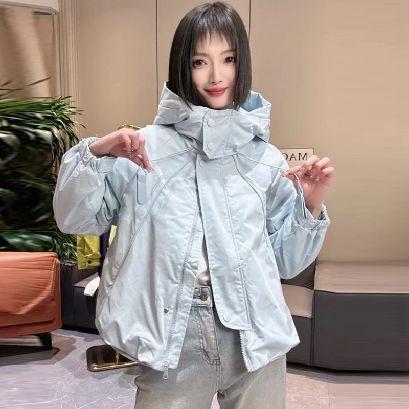 小个子连帽冲锋衣外套女2025春秋季新款宽松时髦韩版休闲百搭上衣
