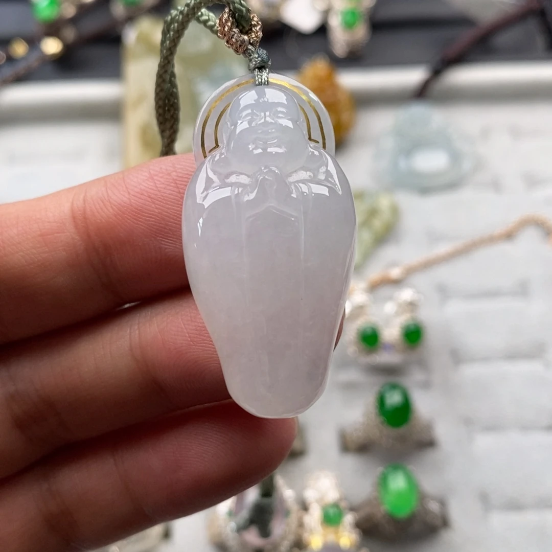 定制翡翠未镶嵌缅甸天然翡翠错金佛公