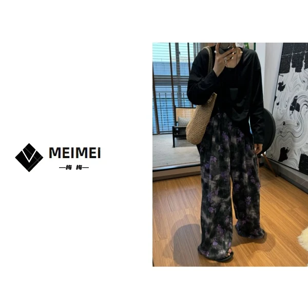 XMM.【休闲小紫裤】显瘦高腰直筒时尚百搭宽松垂感春夏秋休闲裤7837