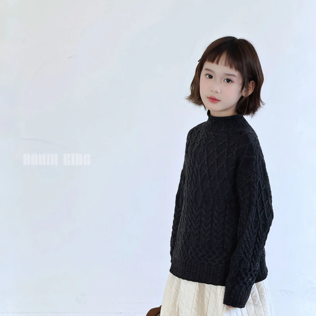 嗒囜【复古绞花】软弹保暖亲肤不刺痒 儿童秋冬装半高领毛衣针织衫