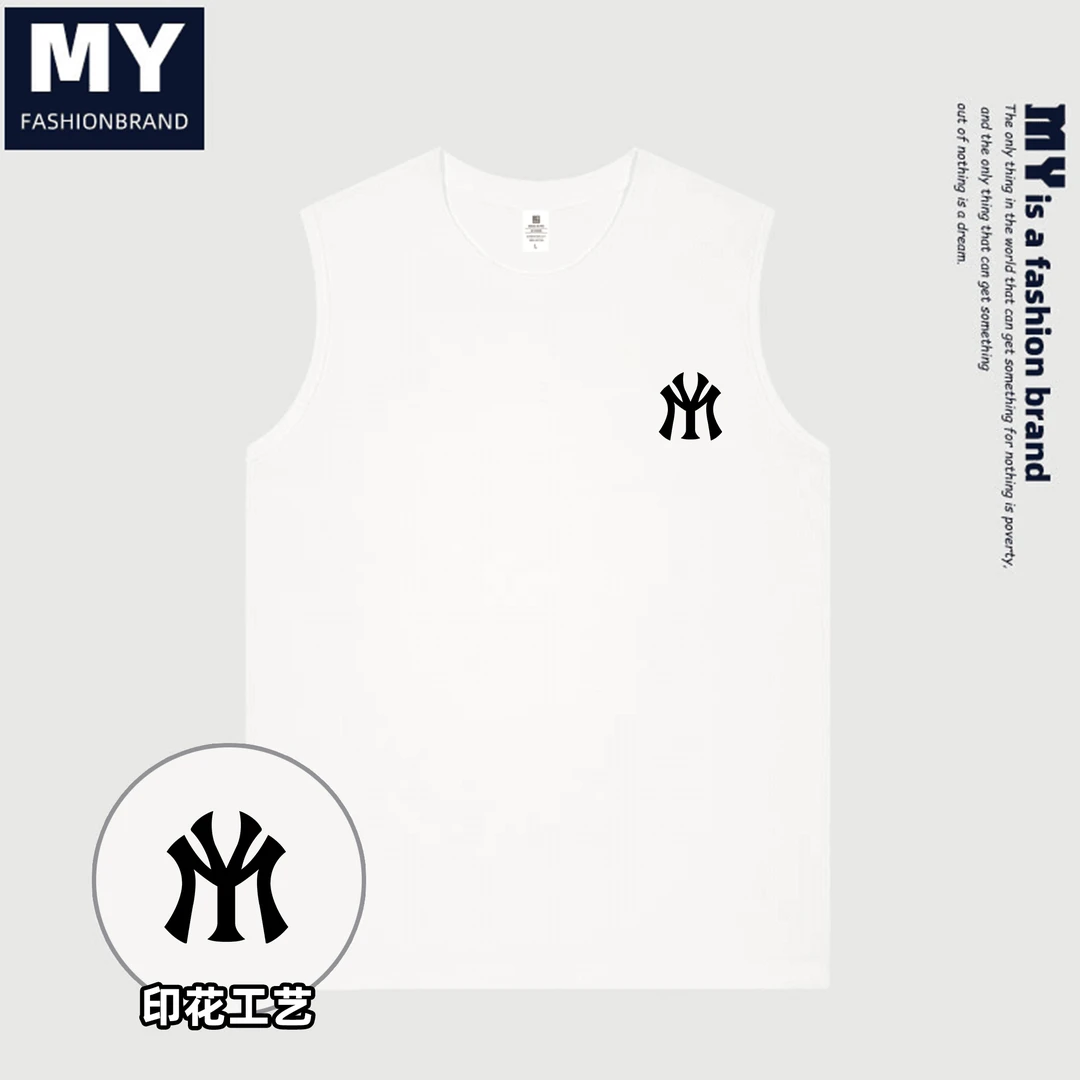 MY纯棉刺绣男士背心夏季运动户外休闲背心透气坎肩圆领