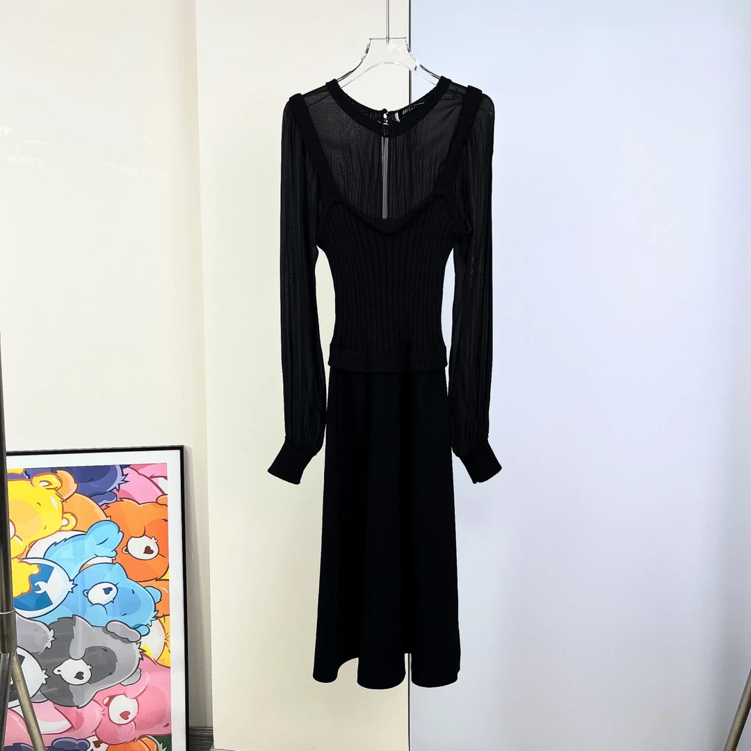 99新 Valentino/华伦天奴 针织拼接连衣裙/M码/Xsps10147