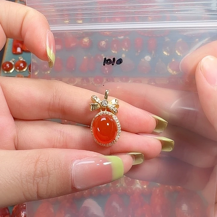 南红玛瑙银S925镶嵌吊坠