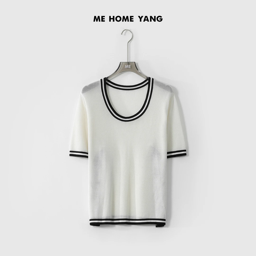 ME【明线镂空T】夏季新款女士显瘦通勤百搭针织衫MEQS3967