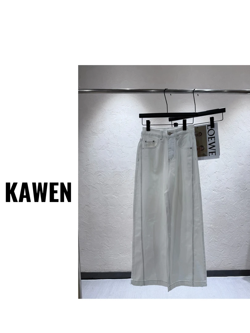 KW【橱窗引力】南油欧货设计师款女装时尚百搭洋气弯刀牛仔裤