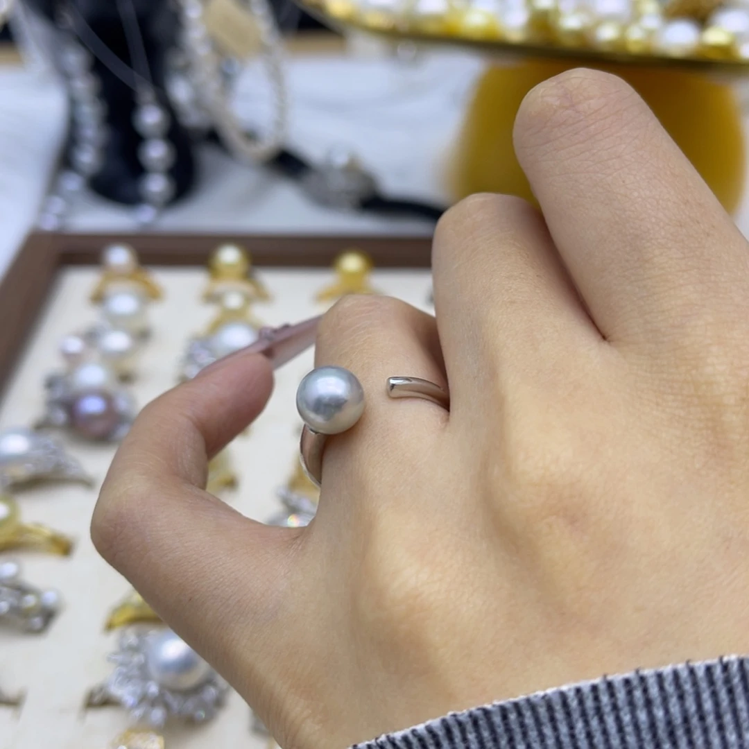 银S925镶嵌戒指海水珍珠