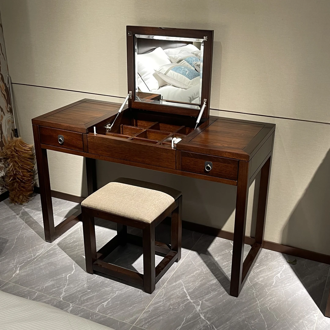 宋氏美学黑檀木实木开合妆台书桌两用化妆桌写字桌书桌全实木