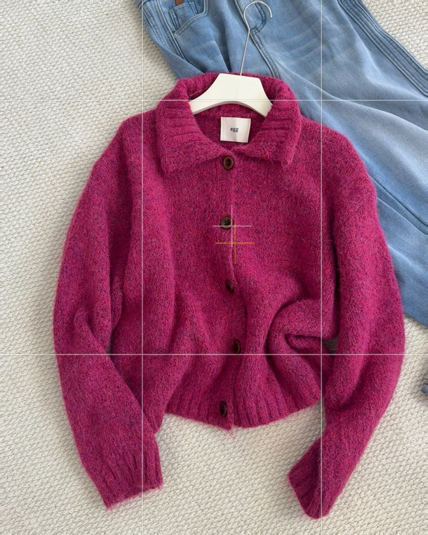 【哇塞】韩系慵懒软糯毛衣开衫外套女秋冬季单排扣长袖针织衫