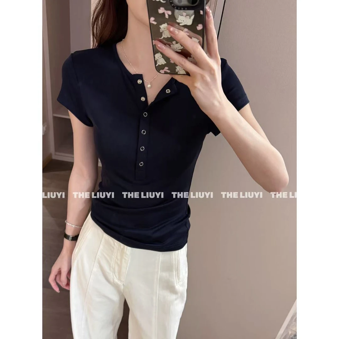 【LIUYI】私服亨利T~夏季天丝透气凉感亨利T恤55096