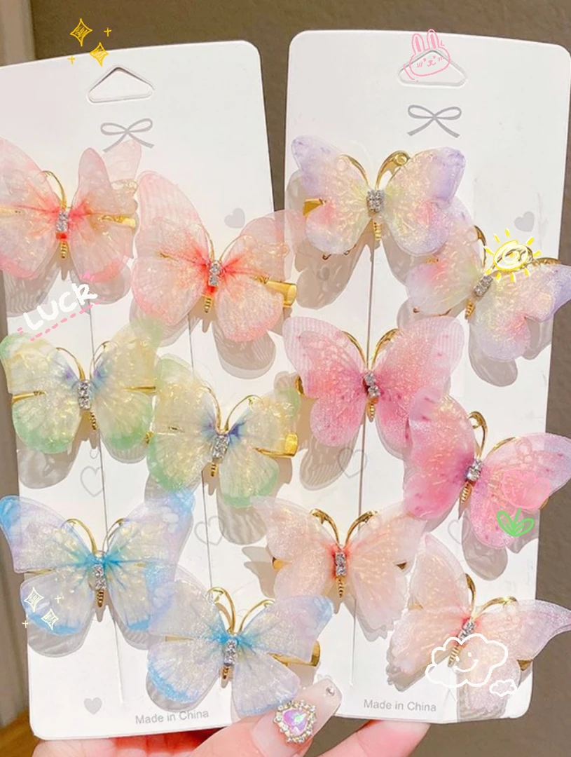 NM【到手10卡共60个】六一儿童节蝴蝶发夹女童超仙女学生文具