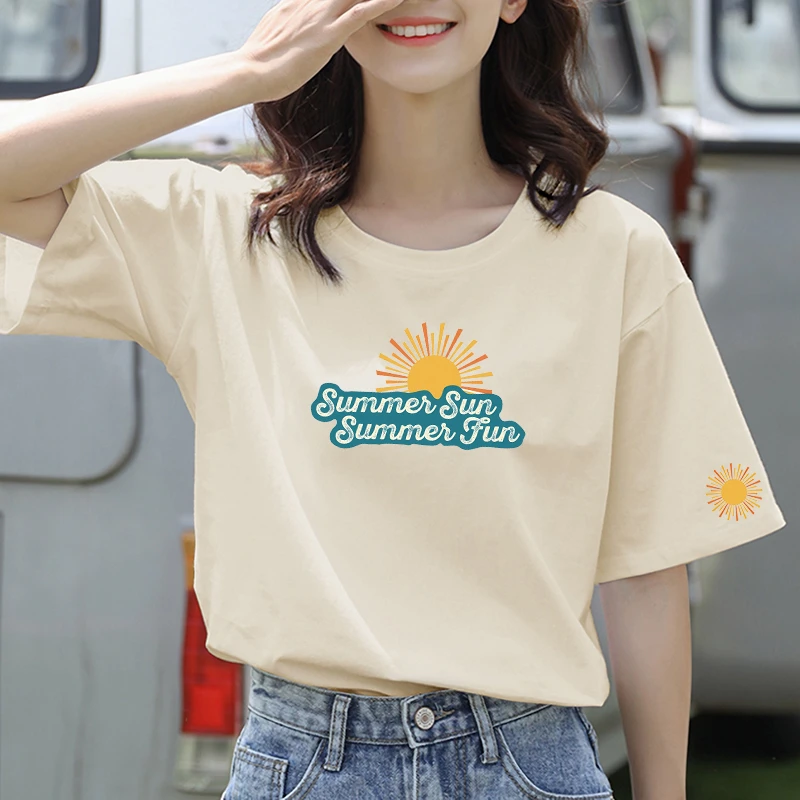 100%纯棉短袖t恤女2025新款夏季韩版宽松短款上衣圆领百搭洋气