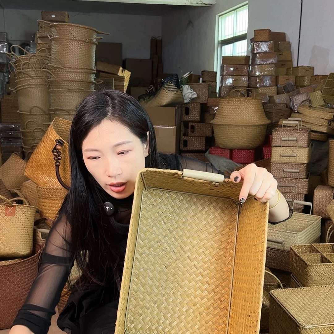 草编草编包/草编收纳盒带瑕疵