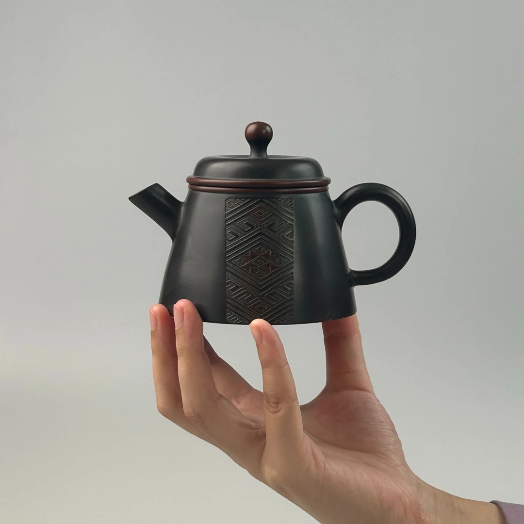 钦州坭兴陶壮锦壶茶杯