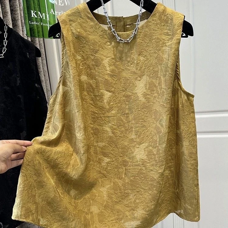 加大码300斤夏季异域风印花斜襟无袖背心男2025宽松复古坎肩上衣2