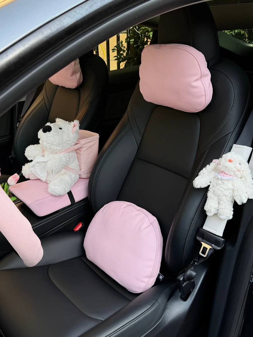 特斯拉内饰改装爆款头枕中央扶手保护套毛豆3/Y专车支持定制颜色