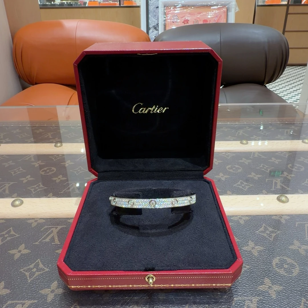 99新 Cartier/卡地亚 白金爆钻满天星手镯 18号 工价515000!