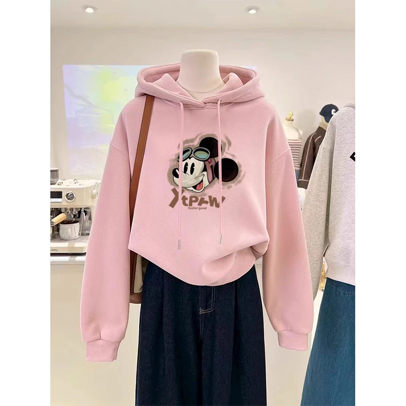 设计感小众秋冬新款2025加绒加厚套头连帽卫衣女短款宽松韩版外套