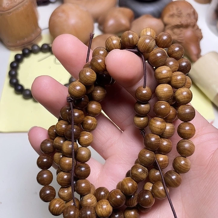檀香木手串/手链老山檀香0.8/108黑肉横纹虎皮沉
