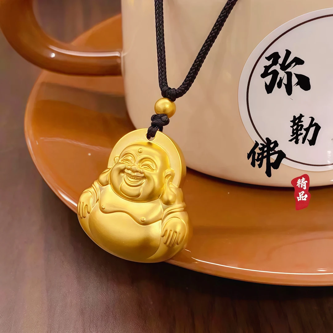合金吊坠 精品福字弥勒佛吊坠古法传承大肚佛实心项链