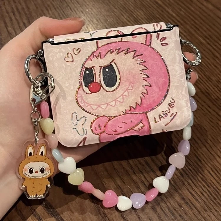 适用华为Pura X手机壳新款粉色烫金拉布布皮质全包保护套purax