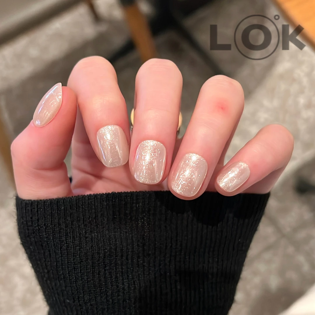 洛克奈儿『月色』白色月光细闪 纯手工穿戴甲简约高级冬日ins穿戴式