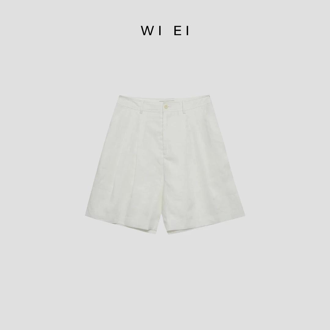 《WI EI》天然 透气 纯亚麻 极简老钱 休闲短裤 23436