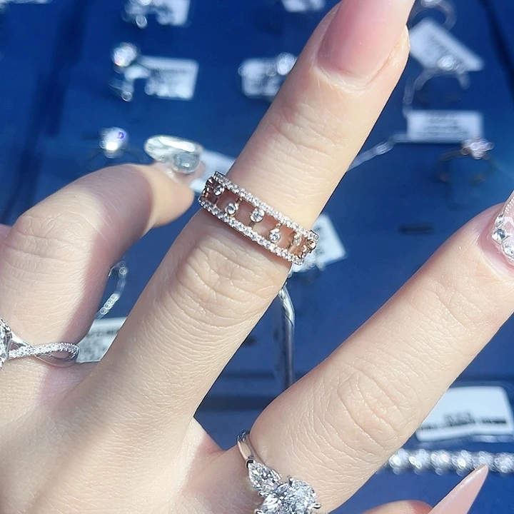 实验室培育钻石18K金镶嵌镂空戒指