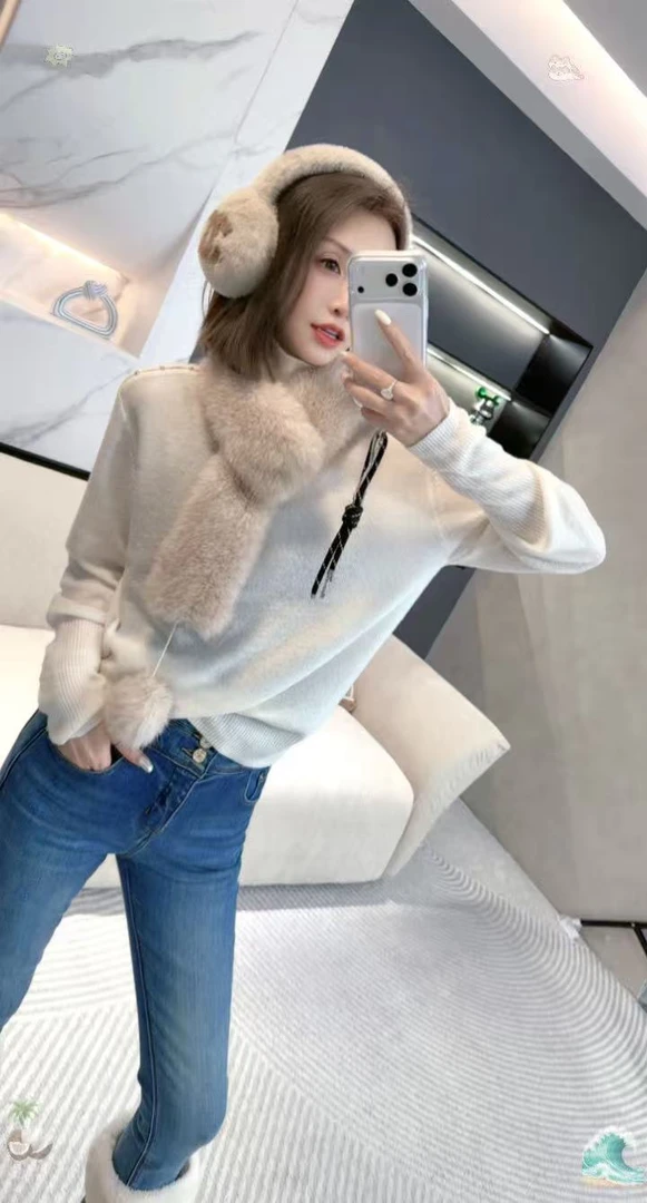 【熙薇品牌】2025冬季新款设计师时尚百搭小众保暖气质围巾H6458