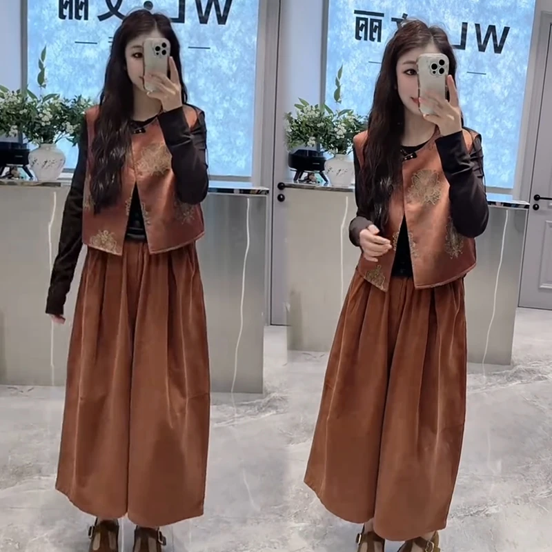 2025秋季新款时尚显瘦气质网红高档套装女高级百搭宽松大码三件套