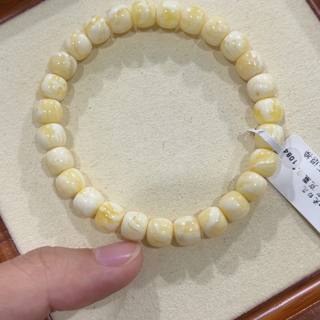 就****蜜蜡未镶嵌手链8m瓷白满蜡老型单圈