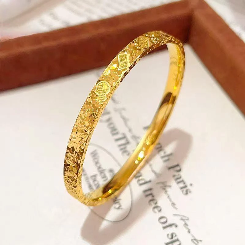 铁合金硅胶手镯 精品6M碎金招财纳福手镯046