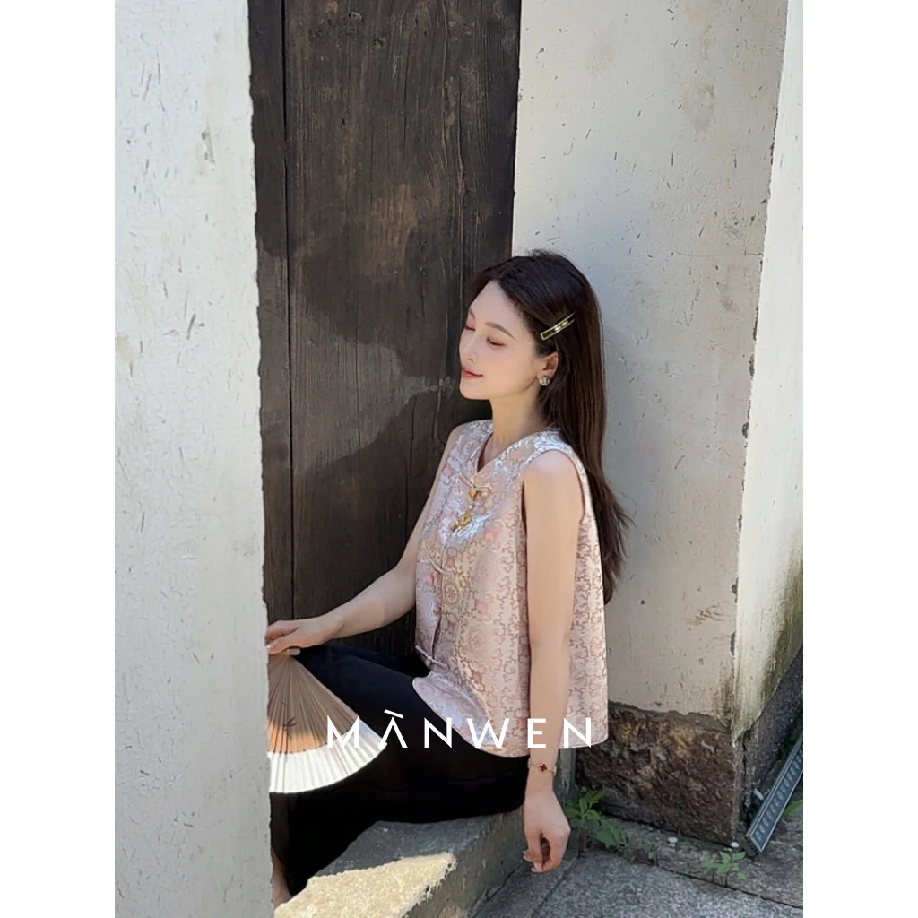 【曼文kiki】“探花襟”典雅新中式图腾国风马甲 25S448