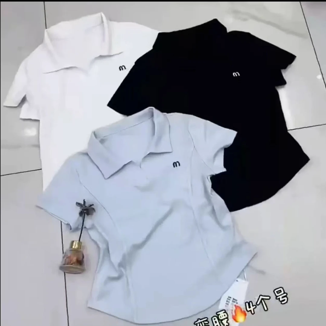 夏季女款小蛮腰POLO衫时尚百搭修身显瘦翻领短袖