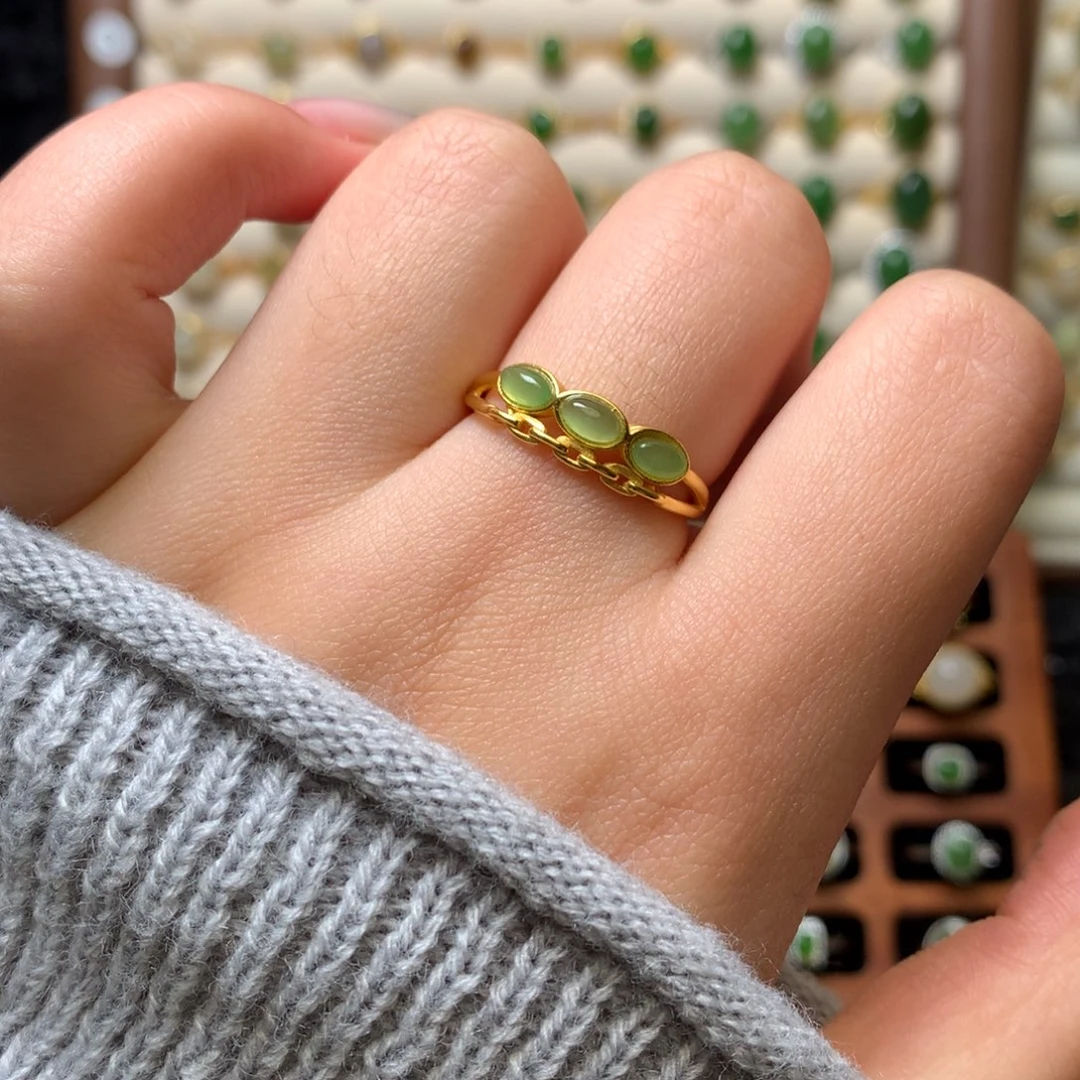 和田玉银S925镶嵌戒指