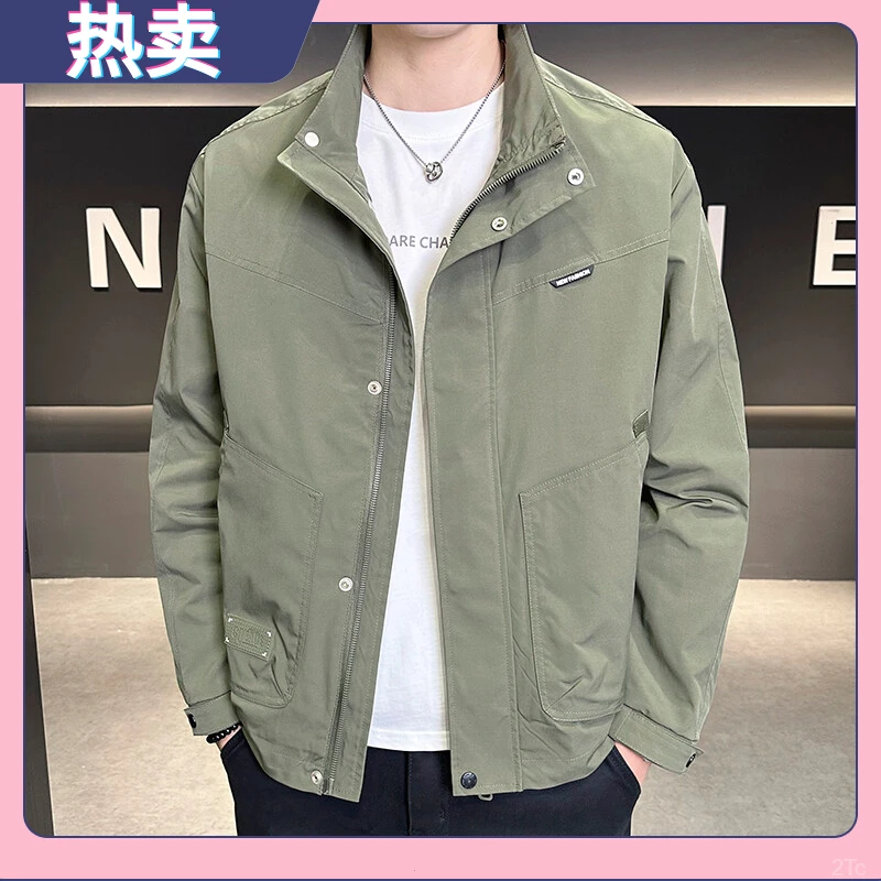 春秋季男装韩版外套中青年潮流百搭男士大码立领简约宽松夹克