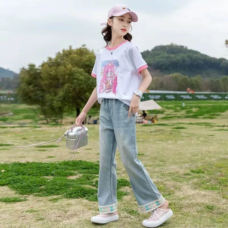 896哈哈家女童夏季新款洋气百搭天丝牛仔裤