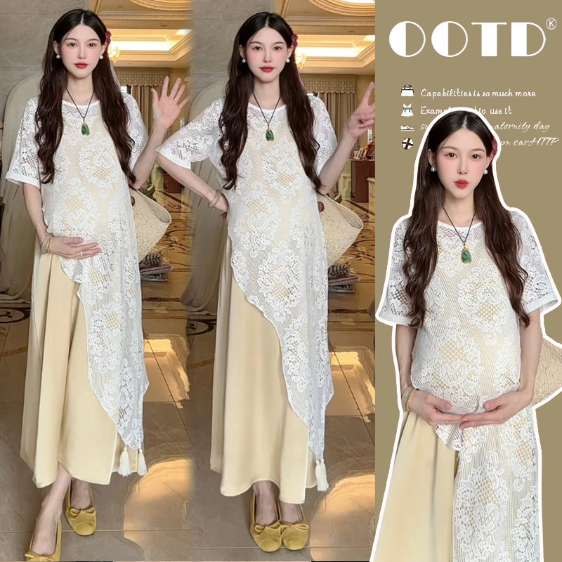 孕妇夏装连衣裙2025新款夏季薄款吊带裙长款气质穿搭罩衫两件套薄