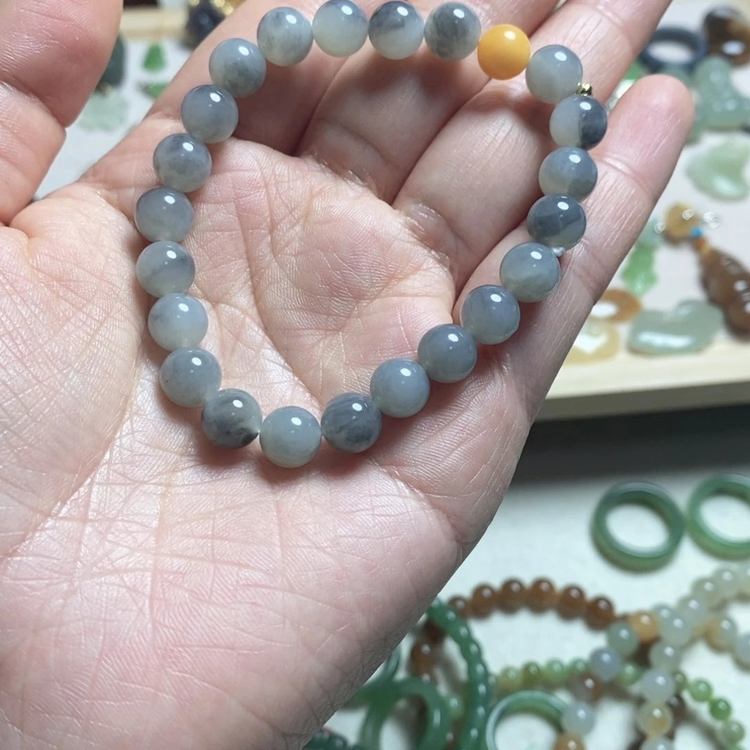 未镶嵌手串和田玉青花圆珠卡 8mm