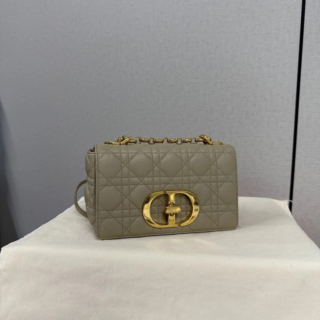 99新 DIOR/迪奥 Caro系列 奶茶米色蒙田包金扣