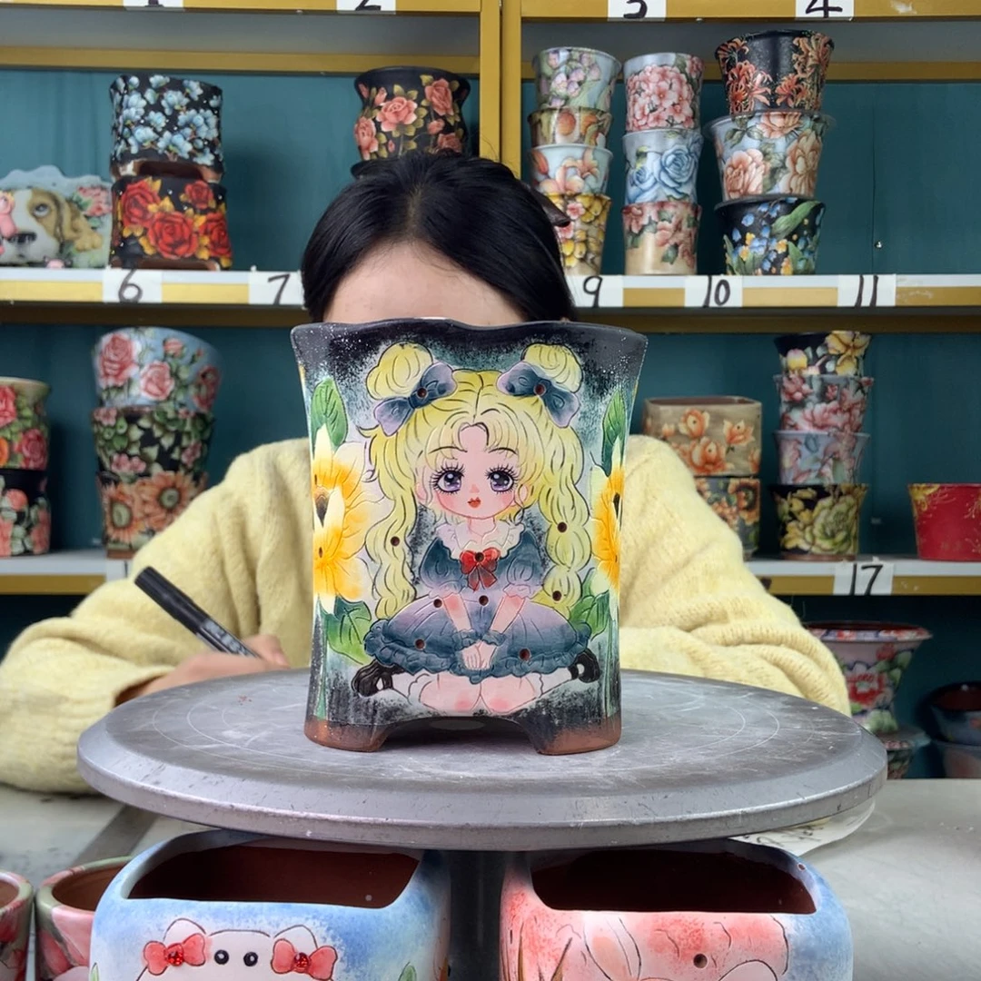 陶景德镇手工花盆132