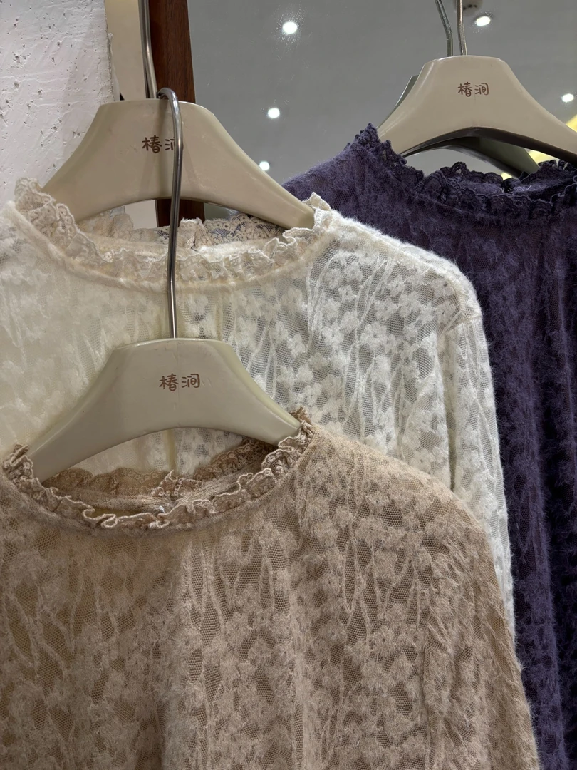 米多多  椿涧#88796#时尚气质休闲花边上衣