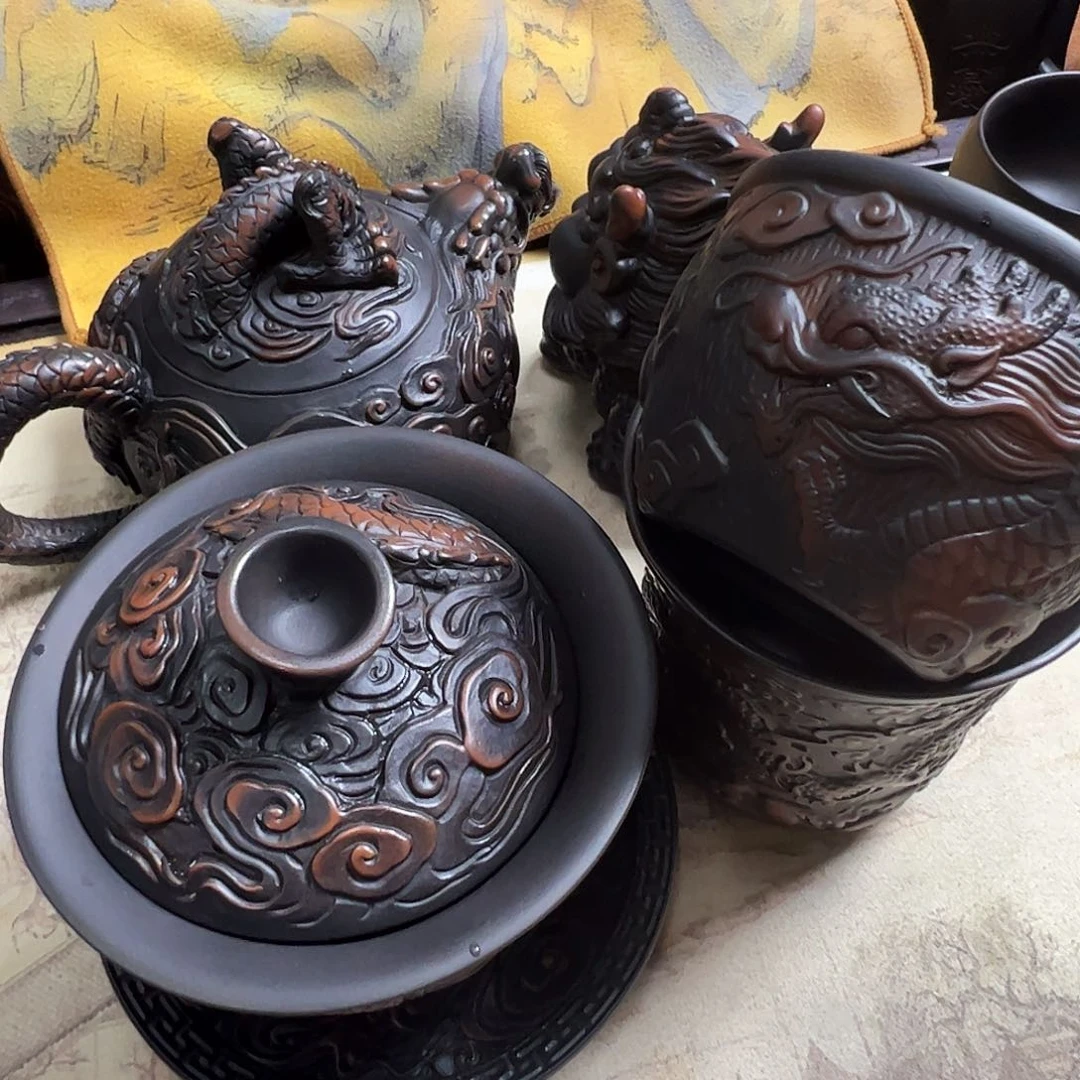 茶壶紫砂五件套对