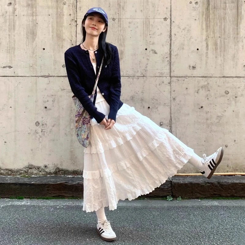 白色法式蓬蓬裙子女春夏2025新款气质仙女a字半身裙芭蕾蛋糕裙子