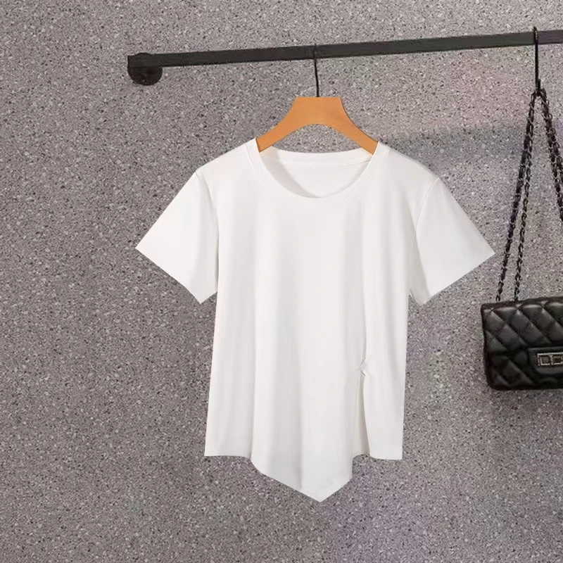 【玲姐专属】小众设计款不规则小众打底衫纯色褶皱夏季常规T恤短款
