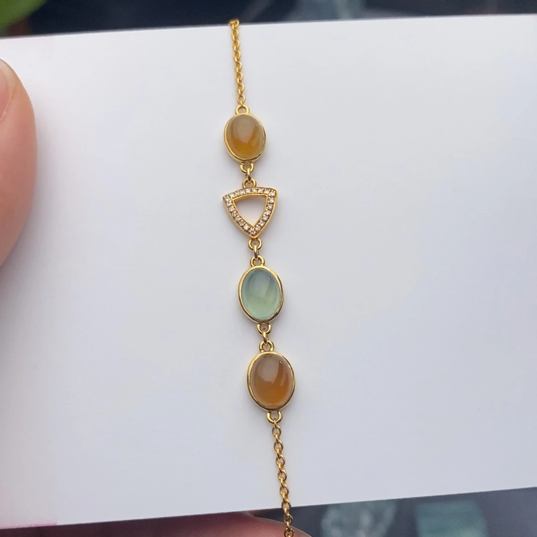 翡翠18K金镶嵌手链