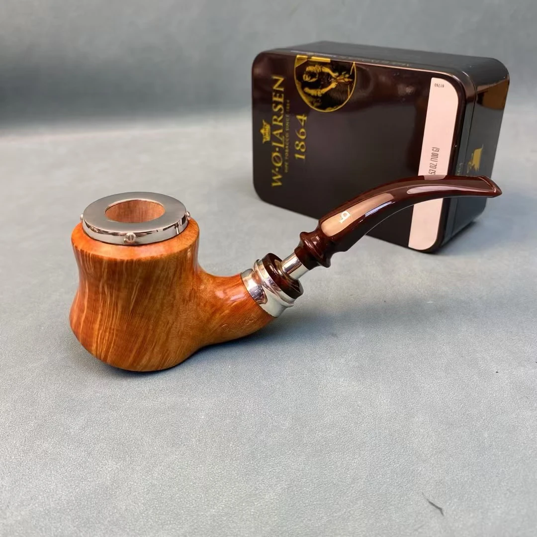 意大利帕斯库奇三银军插浅色石楠木烟斗带总裁签字